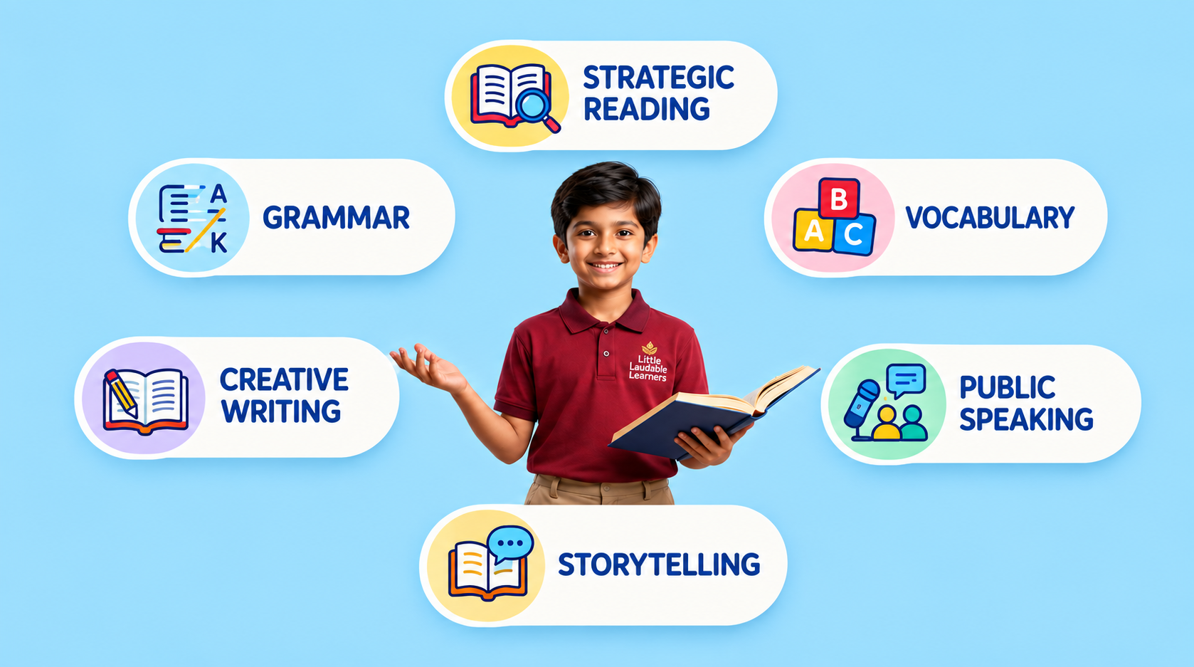 Raising Confident Communicators skills: strategic reading, vocabulary, public speaking, storytelling, creative writing and grammar